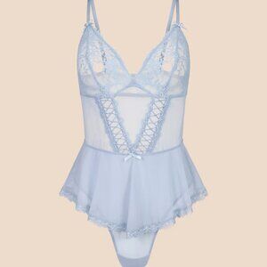 NWT Adore Me Eleanor Unlined Light Blue Lingerie Bodysuit
